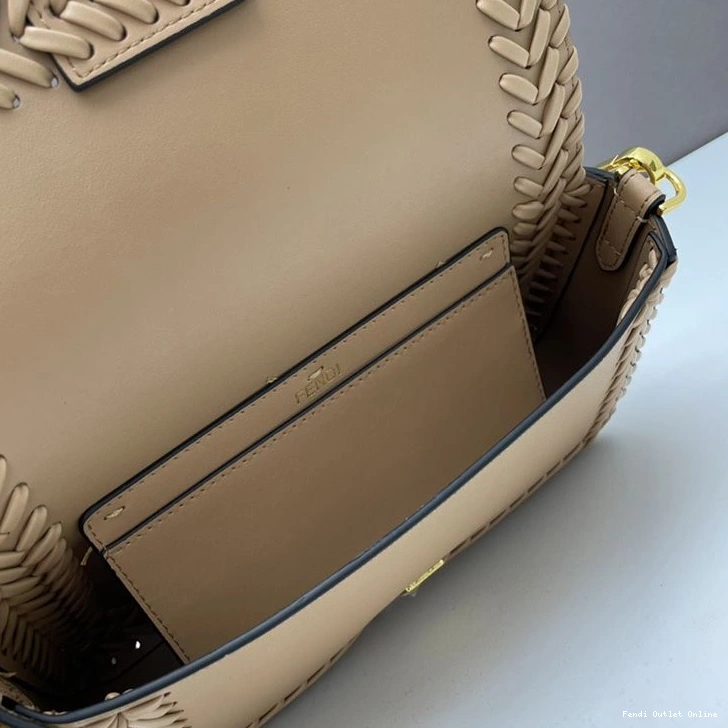 Affordable Bag Apricot Baguette Leather Medium Stitching Fendi In 0825